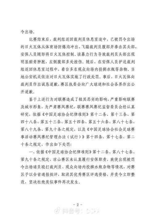 暴力飞踹拳击裁判 “川超”凉山好医生队球员日火瓦体省内禁赛5年 暴力飞踹拳击裁判 “川超”凉山好医生队球员日火瓦体省内禁赛5年